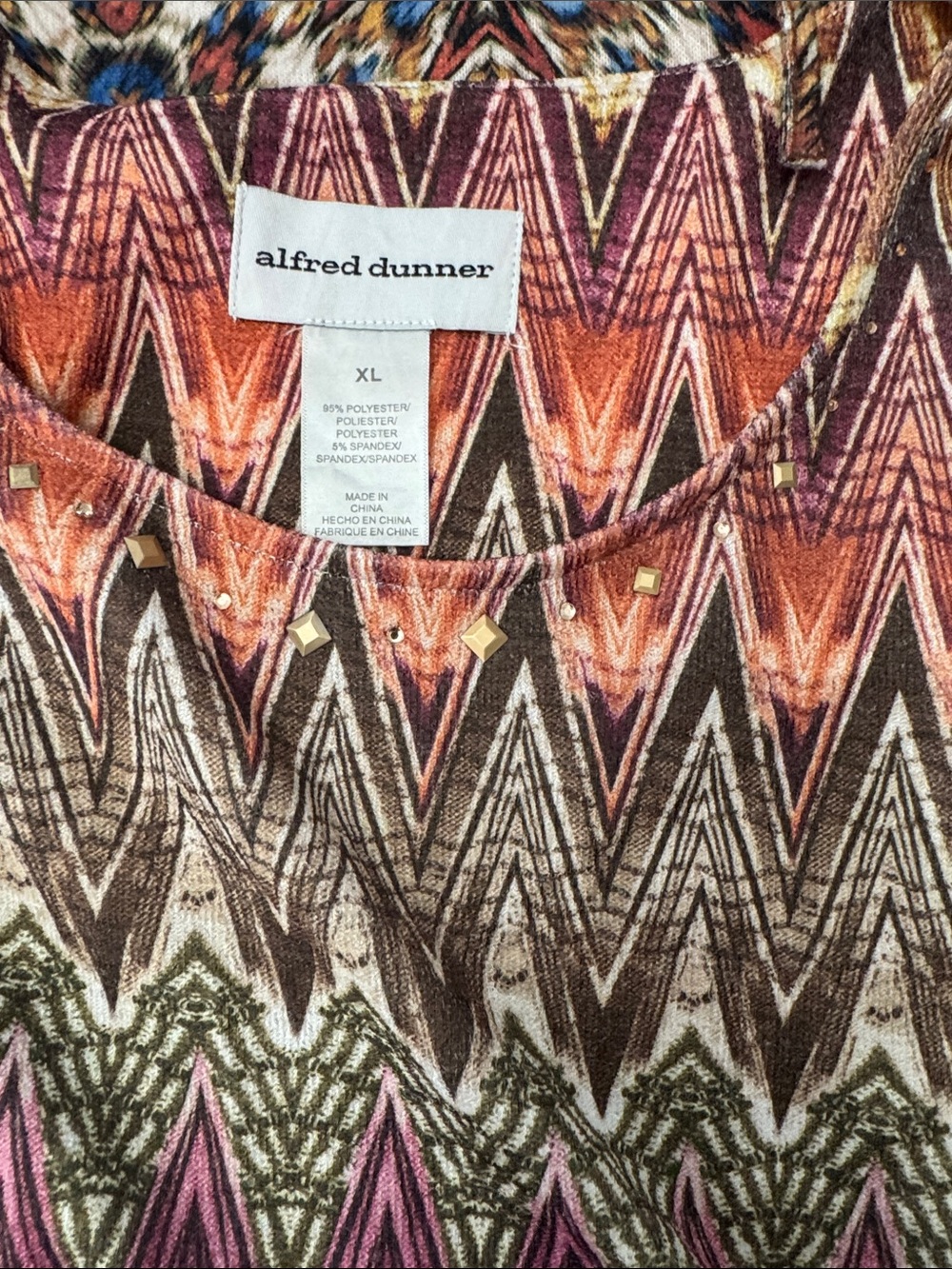 Alfred Dunner Red, Brown, Purple & Blue Patterned Women's Knit Tops Trio lot #8 - Picture 2 of 5